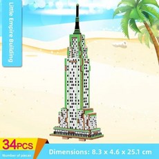 나무로 미니어처 하우스 조립 모델 퍼즐 교육용 수공예 빌딩 블록, 2. 작은 엠파이어 스테이트 빌딩 + 조명 효과