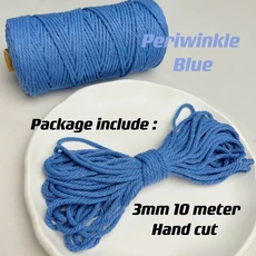 3mm 11 야드 35 색상 옵션 Macrame 코드 코튼 로프 4 플라이 트위스트 Macrame 스레드 Macrame 용품 DIY 공, 01 3mm 10Meters, 34 Periwinkle Blue