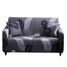 彈力沙發套 送抱枕套 - 高彈性防塵耐磨沙發保護套組，多款顏色可選, 黑羽葉, 1個