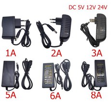 DC 5V 12V 24V 조명 변압기 AC 110V 220V 스위칭 전원 공급 장치 1A 2A 3A 5A 6A 8A CCTV LED 램프용 어댑, 04 UK, 03 DC 24V, 03 1A, 1개