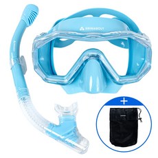 스윔어바웃 안티포그 스노쿨링 마스크 세트 스노클, 스카이 블루 (AF-SNK-BU)