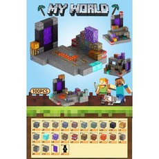 마인크래프트 자석 블록 미니 퍼즐 조립 장난감 창의력 교육용 완구, 12. 텔레포트-100 T080(3인형)