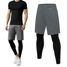 풀로우 남자 레깅스 반바지일체형 투인원 기능성타이즈