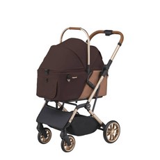 哈吉咪 卡普奇－旅行者【P3】寵物推車 一鍵帶籃收車 可分離寵物籃 台鐵高鐵捷運可用 歐盟安全認證, 特別版-摩卡可麗露, 1個