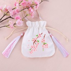 臺灣出貨 刺繡手工diy材料包自繡初學者材料包古風繡花團扇家居裝飾送禮物 WUTD, 陌上落櫻漢風挎包【材料包+輔助繡繃】, 1個