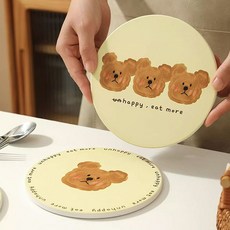집들이 답례품 도자기 냄비받침 세라믹 코스터 세라믹 프라이팬받침 도자기 냄비 받침대 논슬립 dew+41623xO, 곰돌이 냄비받침_(미스모)