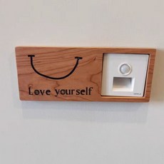 3D 立體實木開關遮醜貼 裝飾保護套邊框蓋, 單開笑臉字母