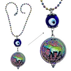 LUCKBOOSTIUM Evil Eye 자동차 걸이식 디퓨저 - 향기 패드가 있는 아로마테라피 펜던트 불안 완화를 위한 작은 에센셜 오일 로켓 영적 백미러 장식 자동차 공, 코끼리