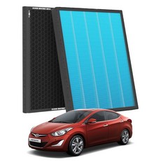 1+1 PM 0.3 에어컨필터 활성탄 블루 초미세먼지, 2개, 아반떼MD [FCP-11]