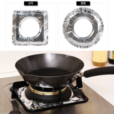 H&M_ 가스렌지 은박지 커버 10장 매트 알루미늄 호일 시트지 사각 원형, 1세트