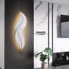 ORANGE LIGHTS 羽毛造型LED壁燈，現代簡約風，節能省電，營造優雅居家氛圍, 白色