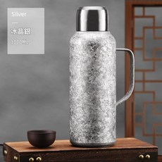 TIQ 純鈦雙層保溫壺 1000ml 燜茶壺, 鈦晶銀1000M, 1個, 1