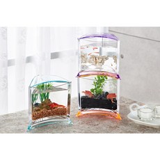 伊士達ISTA 摩登造型缸 三角缸 魚缸 水族箱 桌缸 鬥魚 烏龜 角蛙 鰲蝦 造型缸 澤龜 爬蟲 飼養缸, 沁涼藍,三角缸(無燈), 1個