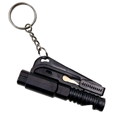 퓨어미즈키 비상용 호루라기 망치 차량탈출 키링, 블랙, 1개