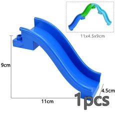 Duploes 대형 벽돌 크리 에이 티브 스윙 Ladde 시소 장난감 큰 빌딩 블록 놀이터 부품 풍선 슬라이드 계단, 11 Blue Slide