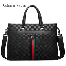 Cohnim kevin 男士商務手提包 紳士英倫風 大容量電腦公文包, 黑色