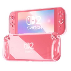 FIWWAT Switch Case for Nintendo 2 Slim Clear Protective shell with Comfortable Grip Design Soft, For Nintendo Switch 2, Pink Clear