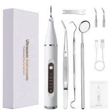 RichMagic 스마트 LED 초음파 구강세척기 가정용 휴대용 세정기, 흰색