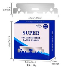 SUPER STAINLESS STEEL RAZOR BLADES 單面 100片裝, 1個, 100片