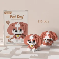 18 크리 에이 티브 애완 동물 고양이와 개 인형 어린이 교육 빌딩 블록 장난감 생일 선물에 적합, 01 NO BOX, 16 JM-K211