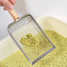 不鏽鋼細孔貓砂鏟 適用於膨潤土礦砂, 木柄小號 - 10釐米鏟面2.8孔徑, 1個
