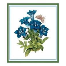 Pierre-Joseph Redoute의 Orenco Ori Orenco Originals Gentian Flower by Pierre-Joseph Redoute Counted C