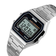SKMEI Fashion LED 디지털 시계 스포츠 시계 남성 시계 시계 3Bar 방수 시계 알람 날짜 주 Reloj Hombre, 은색의