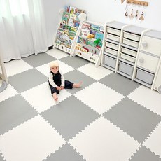 데이하우스 아기매트 퍼즐매트 셀프 복도 거실매트, 미디엄그레이+화이트