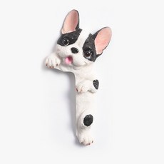 可愛狗法鬥開關裝飾墻貼保護套 現代簡約樹脂動物3D立體插座貼, 黑白右立法鬥