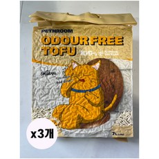 페스룸 오도어 프리 고양이 두부 모래 녹차, 3개, 7L, 두부향