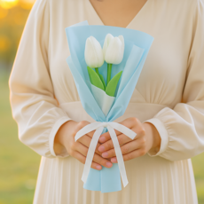 하스몰 로맨틱 기념일 조화 튤립 꽃다발, 1개, 라이트블루