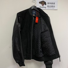 極度乾燥 Superdry Varsity 麂皮拼接真皮棒球夾克 外套 黑色, 1個