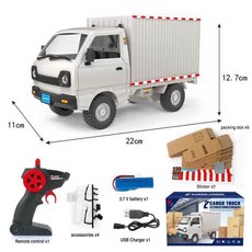 미니 RC 트럭 전동 자동차 택배차, 밴 라이트+배터리1