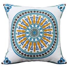 북유럽 인테리어 사각 쇼파 자수 쿠션 커버 솜포함 세트, 쿠션세트(쿠션커버+솜)-써클블루(3-1)