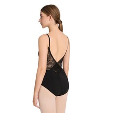 Lanbodance 여성용 캐미솔 레오타드 발레 댄스 그릴 바디수트 조절 가능한 스트랩 포함 블랙 레이스 XS