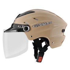 【ZEUS】ZS 125A 雪帽 輕量半罩式安全帽，通風透氣，可拆洗內襯，多色可選，長鏡片, 卡其