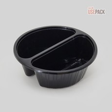 유즈팩 중화면용기 TY-2175 2칸 50개 검정 반반용기 찌개포장, 1개