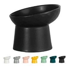 모아펫 경사형 원형도자기 반려동물 식기, 블랙, 1개