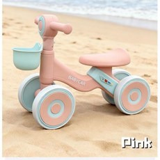 BABYCAR 四輪防側翻兒童平衡滑行車, 55cm, 粉色+車筐+加大靜音輪(無燈光音樂/硬座)