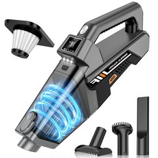 EYYA 휴대용 자동차 진공 청소기 무선 15000PA 고출력 및 공기 먼지떨이 LED 조명이 있는 4-in-1 미니 진공청소기 홈 오피스용 257850, 다크 그레이