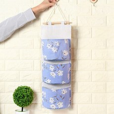 메종제나 3단 벽걸이 수납포켓 블루 주방소품정리