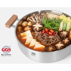 GGS IH스탠 대용량 바닥3중 전골냄비 30cm 명절요리 샤브샤브 찌개 전골 마라탕, 1개, 실버