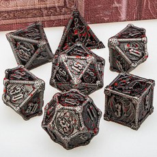 다면체 주사위 금속 DND 던전 및 드래곤 DD RPG D 세트 역할 놀이 게임 D20 D12 D10 D8 D6, Blood Splatter, 1개