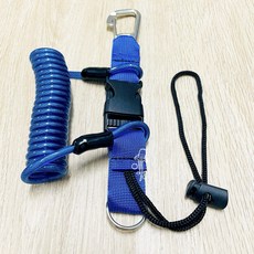 潛鯨 5mm QQ繩 雙頭 潛水失手繩 快卸扣 內是鋼絲彈簧 相機繩 潛水相機失手繩 水肺 水攝 潛水 GoPro, 地中海藍, 1個