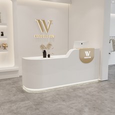 【可定製】輕奢女裝店童裝服裝店吧台理髮收銀台美容院小型店鋪簡約現代前台收銀檯 接待檯 收納櫃 吧檯, 1個, 款式四白色,80x60x100cm