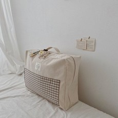 韓國ins幼兒園被子格子收納袋防潮行李打包袋棉被整理袋神器, 1個, 格子收納袋,50*40*20cm