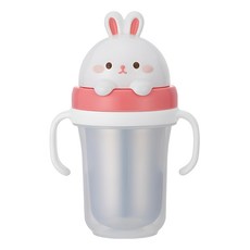 Edison Friends第2代立體造型防漏吸管杯, 300ml, 白兔款, 1個