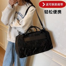 大容量旅行包 運動健身包 乾濕分離 輕便收納行李袋, 1個, 亮黑色防潑水\獨立鞋倉