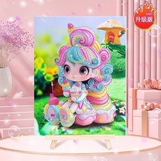 冰淇淋公主鑽石貼畫 23*30cm 兒童DIY 鑽石貼畫 兒童手作, 冰淇淋公主L, 1個
