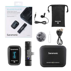 아이폰 15 안드로이드 아이패드 모바일 및 컴퓨터용 라발리에 USB-C 리시버가 장착된 사라모닉 블링크 500 프로 X B5 무선 마이크 시스템 블랙, 아이폰 15, 안드로이드, 아이패드, 모바일 및 컴퓨터